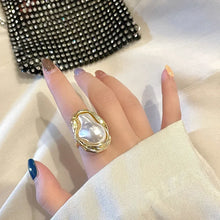 2024 New Design Starfish Pearl Ring Shape Gold Color Adjustable Rings For Women Korean Fashion Jewelry Party Luxury Accessory
