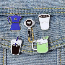 Cute Coffee Tools Beans Enamel Pins Mini Cartoon Coffee Accessories Brooch Barista Badge Lapel Fashion Coffee Cup Jewelry Gift
