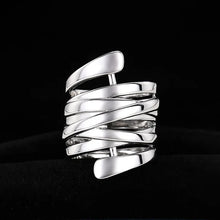 2025 New Korean Style Creative Copper Ring Women's Exaggerated Fashion Smooth Multi Layer Wrapped  Geometric Lines
