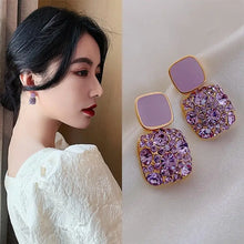 925 Silver Needle Korean Fashion Colorful Cube Crystal Earrings For Women Jewelry 2024 Trending New Sweet Zircon Stud Earrings