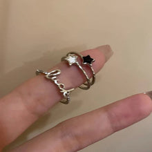 Korean Kpop Fashion Star Zircon Rings for Women Girls Double Layer Open Ring Aesthetic Jewelry Y2k Accessories 2025 New Trend