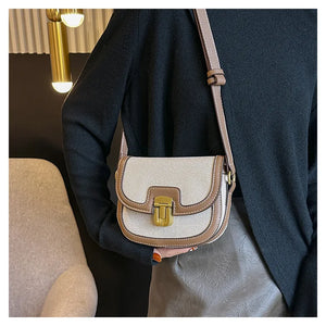 2025 New! Korean Minimalist Color - Block Single - Shoulder Crossbody Bag, Retro Saddle Style, Versatile Underarm Tote