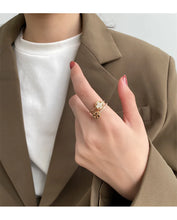 2025 Classic Design Double Layer Flower Shape Gold Color Open Ring Luxury Accessories for Korean Fashion Jewelry Girls' Fingers