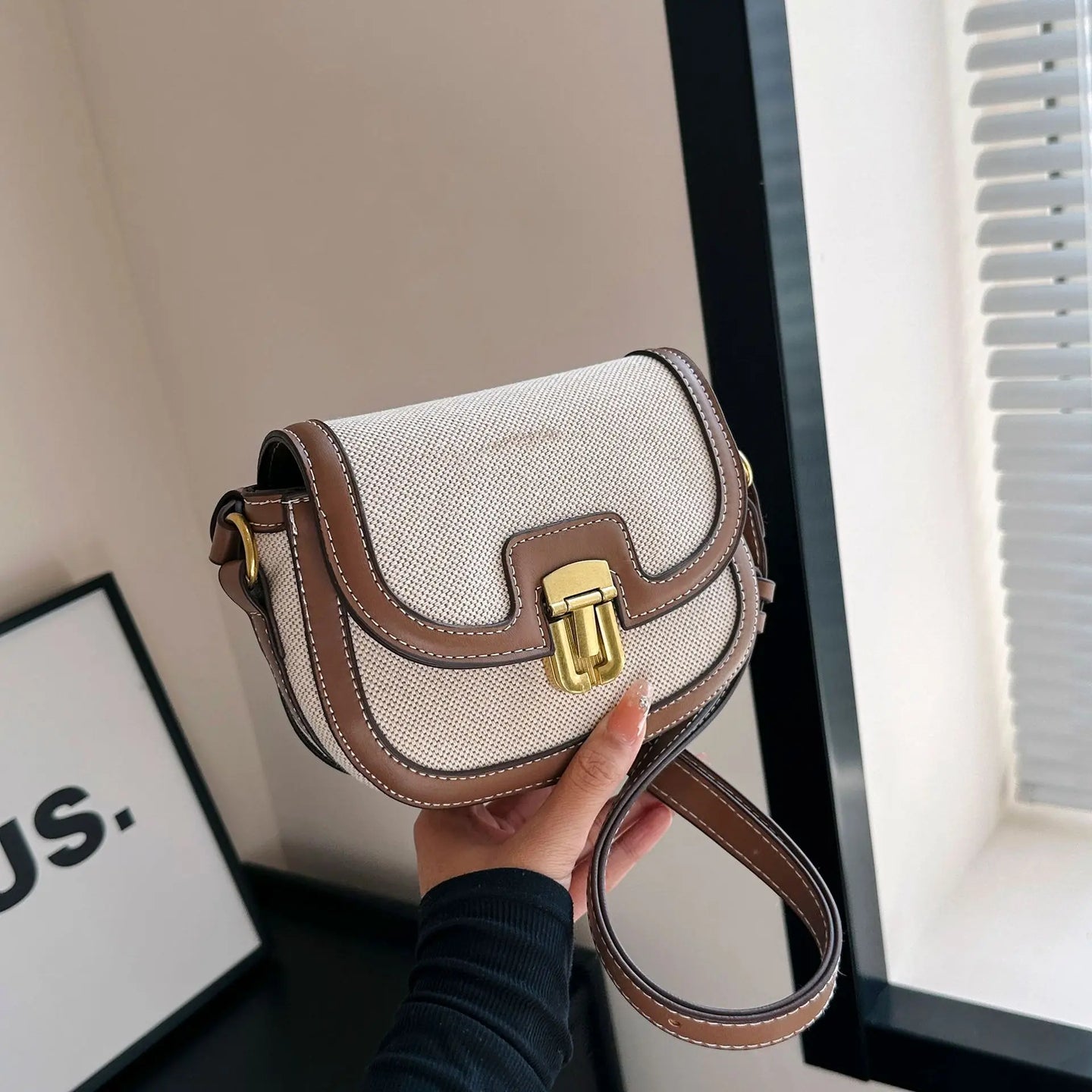 2025 New! Korean Minimalist Color - Block Single - Shoulder Crossbody Bag, Retro Saddle Style, Versatile Underarm Tote