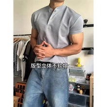 Short-sleeved T-shirt for Men Summer American-style Sports Fitness Regular Shoulder Muscle-revealing Three-quarter Sleeve