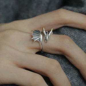 925 Sterling Silver Geometric Retro Dragon Rings for Women Men Simple Korean Fashion Open Adjustable Handmade Ring Couple Gifts