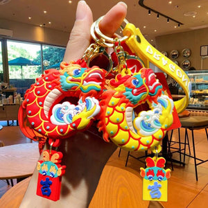 1PC Red Key Chain New Year Keychain Cute Dragon Keychains Hanging Accessories Decors Chinese Dragon Year Key Chain Luck Gifts