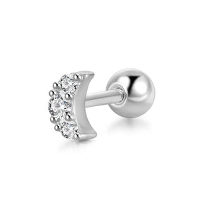 CANNER 1PC Real 925 Silver Stud Earring Small Zircon Earrings For Women Ear Bone Nail Lip Piercing Body Wedding Gifts Jewelry