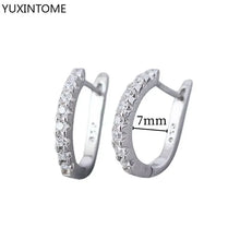 925 Sterling Silver Ear Needle Fashion Hoop Earrings White Crystal Luxury Women's Silver Earrings Wedding Women's Jewelry Gift