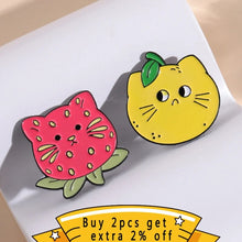 Fruit Collection Enamel Pins Custom Strawberry Lemon Kiwi Fruit Watermelon Brooches Lapel Badges Funny Cat Jewelry Gifts For Kid