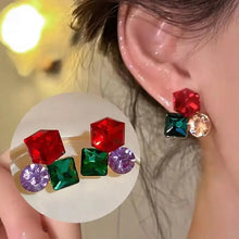 925 Silver Needle Korean Fashion Colorful Cube Crystal Earrings For Women Jewelry 2024 Trending New Sweet Zircon Stud Earrings