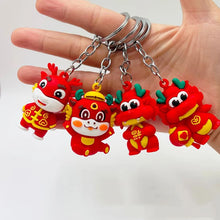 Cartoon Pvc Chinese Zodiac New Year Dragon Keychain Red Tangzhuang Dragon Baby Pendant Key Chain Men Women Key Ring Accessories