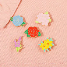 Flower Enamel Pin Blossom Sage Rose Brooch Metal Plant Garden Backpack Badge Hat Jewelry Lapel Natural Women Gift Free Shipping