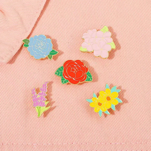 Flower Enamel Pin Blossom Sage Rose Brooch Metal Plant Garden Backpack Badge Hat Jewelry Lapel Natural Women Gift Free Shipping