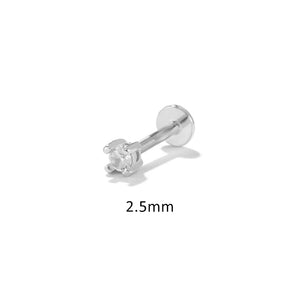 1PCS Piercing Earrings 925 Sterling Silver Stud Earring For Women Bling Zircon 1.5MM/2MM/2.5MM Cartilage Pendientes Fine Jewerly