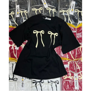 Ribbon Y2k T-shirt Korean 2024 Summer Bow Tie Coquette Aesthetic Trendy Kawaii Tee Plus Size Clothes for Women 4xl 5xl Outfits