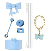 9pcs Tumbler Cup Accessories Set Includes Spill Proof Stopper Straw Bow Charm Chain Silicone Boot Straw Cover for Stanley Cup
