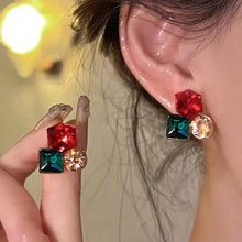 925 Silver Needle Korean Fashion Colorful Cube Crystal Earrings For Women Jewelry 2024 Trending New Sweet Zircon Stud Earrings