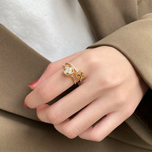 2025 Classic Design Double Layer Flower Shape Gold Color Open Ring Luxury Accessories for Korean Fashion Jewelry Girls' Fingers