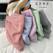 Stripe Contrast Color Women's Canvas Shoulder Bag Large Capacity CollegeBook Tote Zipper Handbags Simple Commuter Shopping Bag