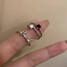 Korean Kpop Fashion Star Zircon Rings for Women Girls Double Layer Open Ring Aesthetic Jewelry Y2k Accessories 2025 New Trend