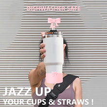 9pcs Tumbler Cup Accessories Set Includes Spill Proof Stopper Straw Bow Charm Chain Silicone Boot Straw Cover for Stanley Cup