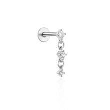 CANNER 1PC Ins Simple Flat Head Pierced Stud Earring Women 925 Sterling Silver Ins Tassel Chain Marquise Earring Party Gift