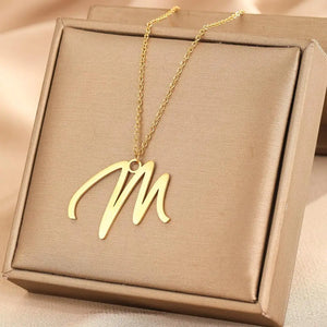 Stainless Steel A-Z 26 Initial Letters Pendant Necklace For Women Jewelry Dainty Korean Necklace Party Gift