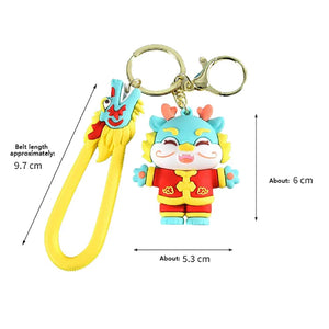 New Cute Dragon Keychain Keyring Chinese New Year Good Luck Charm Pendant With Tassel For Bag Purse Car Key Chain Party Decor