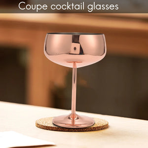 Copper Coupe Champagne Glasses Set Of 2 Stainless Steel Vintage Martini Cocktail Glass Wine Goblet