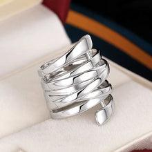 2025 New Korean Style Creative Copper Ring Women's Exaggerated Fashion Smooth Multi Layer Wrapped  Geometric Lines