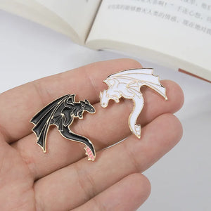 Cartoon Black And White Dragon Enamel Pins Cute Fun Couple Monster Alloy Brooch Badge Trendy Lapel Jewelry Gift For Friends