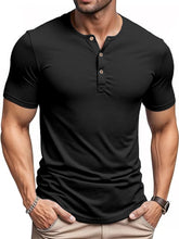 Men's Short Sleeve Henley Neck T-shirt Solid Color Male Tops Slim Fit Button Neck Casual Cozy Tshirt Streetwear S-XXXL