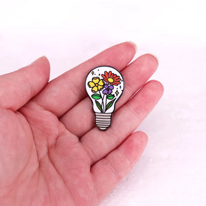 A2764 Floral Garden Light Bulb and Flowers Badge Enamel Pin Brooch Brooches for Clothing Lapel Pin Backpack Accessories Jewelry