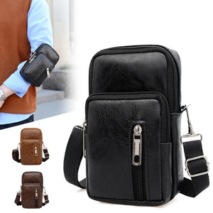 Men's PU Leather Waist Packs Bolsas Phone Pouch Bags Men Handbag Bag Small Chest Shoulder Belt Bag Trend Crossbody Bags Purse