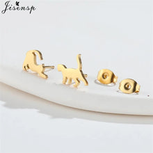 Small Stainless Steel Cat Earrings 2022 Minimalist Cute Kitten Animal Stud Earings Korea Style Girls Ear Jewelry Accessories