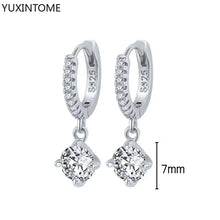 925 Sterling Silver Ear Needle Fashion Hoop Earrings White Crystal Luxury Women's Silver Earrings Wedding Women's Jewelry Gift