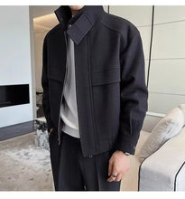 Winter Men Clothing Short Woolen Jackets for Men High-end Stand-up Collar Korean Fashion Zipper Loose Casual Coats Men