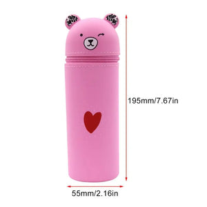 Pencil Case Cartoon Bear Big Capacity Silicone Case Portable Toiletries Exam Pen Pencil Pouch Case Travel Luggage Make Up