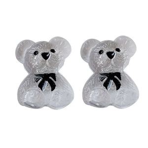 Korea Cute Transparent Bears Earrings Delicate Simple Earring Temperament INS Cool Fashion Jewelry Female Stud Earrings