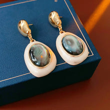 Oil-drop Oval Resin Earrings for Women 2025  Korean Fashion French Retro Earrings Versatile High-end Luxury Designer Jewelry