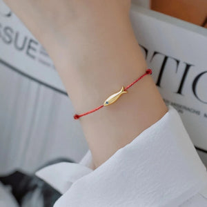 Red string Fish bracelet for women cute fish blue string adjustable bracelet handmade jewelry minimalist ethnic jewelry