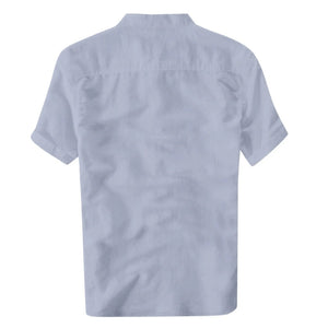 Henley Shirt Men's Cool And Thin Breathable Summer Shirts Button Stand Collar Cotton Linen Shirt Hawaii Beachwear Blouse Chemise