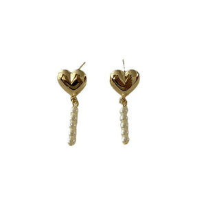 2024 New Sweet Love Heart Pearl Earrings for Women Korea Simple Fashionable Jewelry