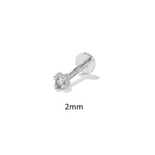 1PCS Piercing Earrings 925 Sterling Silver Stud Earring For Women Bling Zircon 1.5MM/2MM/2.5MM Cartilage Pendientes Fine Jewerly
