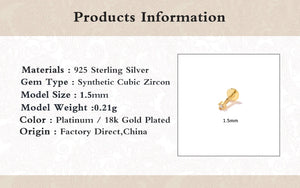 1PCS Piercing Earrings 925 Sterling Silver Stud Earring For Women Bling Zircon 1.5MM/2MM/2.5MM Cartilage Pendientes Fine Jewerly