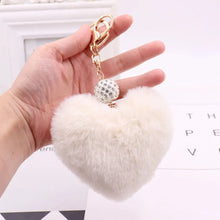 2023 Simple Love Fluff Charm Keychain Jewelry Accessories For Women Fashion Zircon Ball Key Chain Car Bag Soft Plush Key Ring