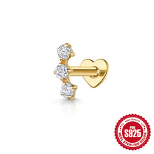 Aide 925 Sterling Silver Heart Flat Push-Back Zircon Pendiente Piercing Stud Earrings For Women K Gold Simple Elegant Jewelry