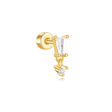 CANNER 1PC Horse Eye Heart-shaped Flat Head Cartilage Piercing Stud Earring Women 925 Sterling Silver Geometric Zircon Earring