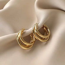 Three-ring Hoop Earrings For Women Modern Gold Color Circle Earring 2024 Trending Korean Fashion Jewelry boucle oreille femme